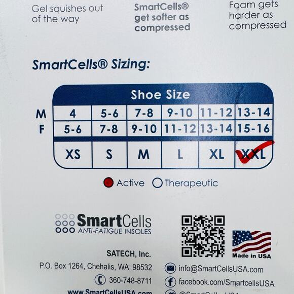 SmartCells Anti-Fatigue Therapeutic & Active Orthotic Soft Insoles Size 2XL - Picture 8 of 8